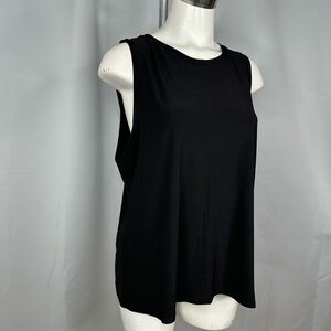 NWT $59 Chaus Black Sleeveless Tank Top Round Neckline Key Hole Back Sz XL